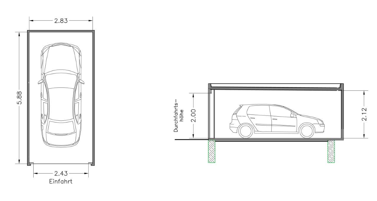 Garagen Impression - Abmessungen Garage